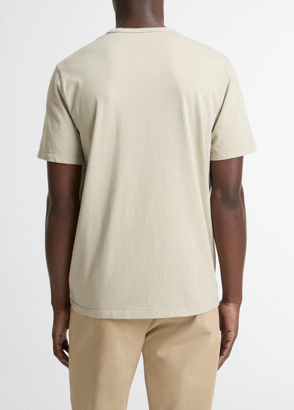 Garment Dye Cotton T-Shirt in Short Sleeve - WASHED PARCHMENT | VINCE Men