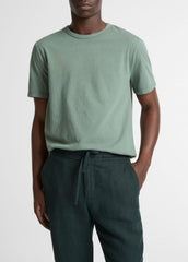Garment Dye Cotton T-Shirt in Short Sleeve - WASHED LAUREL | VINCE Men