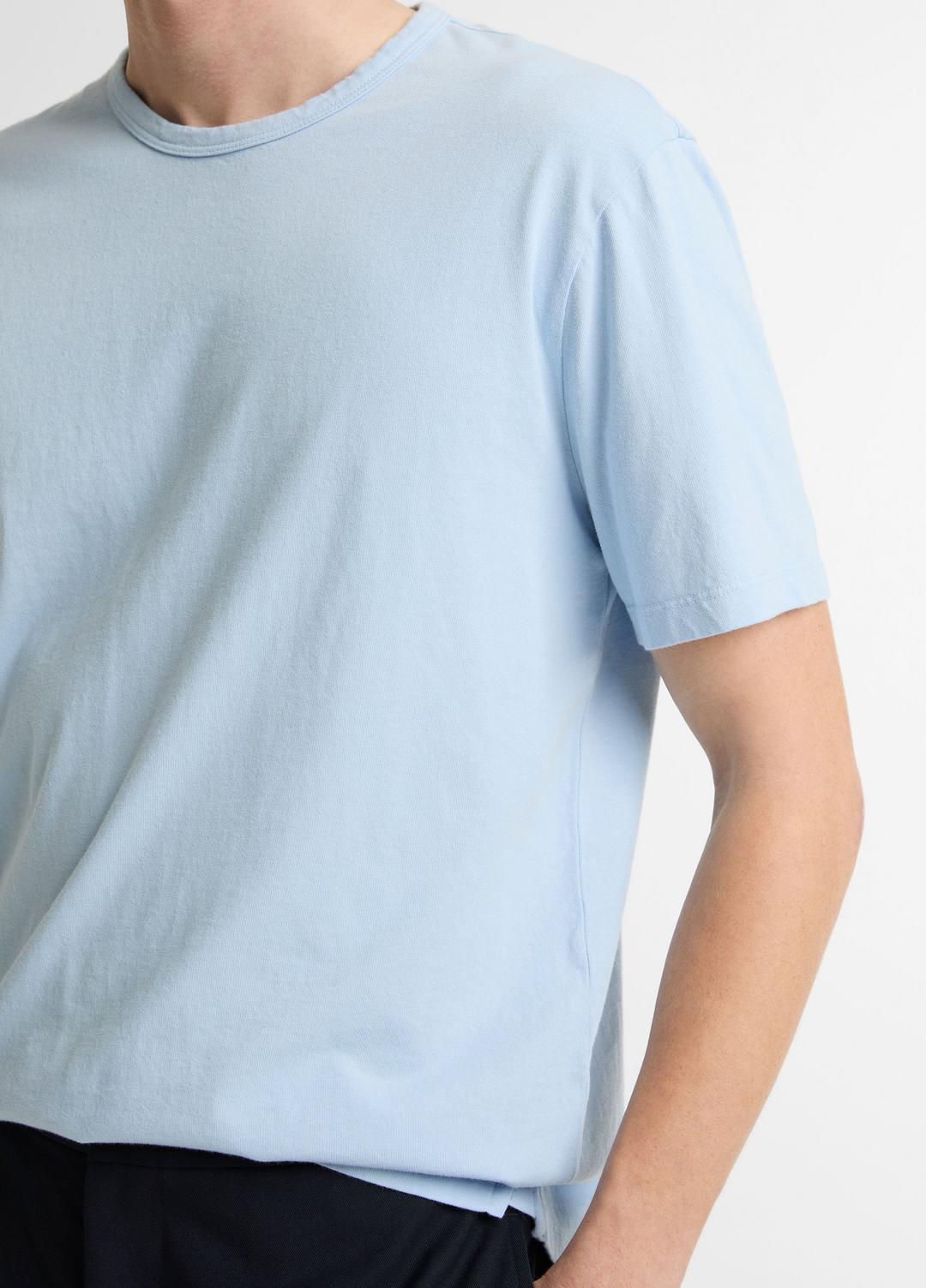 Garment Dye Cotton T-Shirt in Short Sleeve - WASHED RAINWATER | VINCE Men