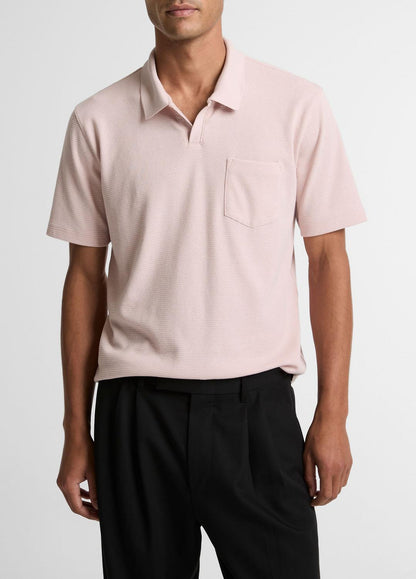 Cotton-Blend Johnny-Collar Polo Shirt in Henleys & Polos - PARADISE | VINCE Men