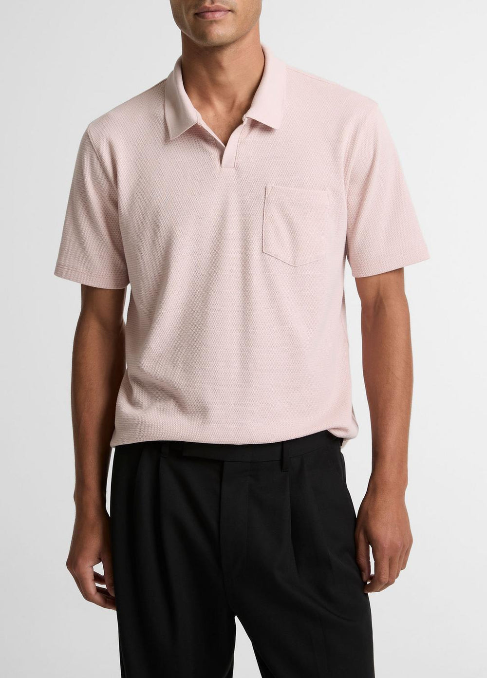 Cotton-Blend Johnny-Collar Polo Shirt in Henleys & Polos - PARADISE | VINCE Men