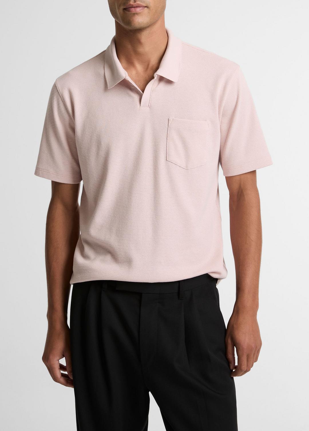 Cotton-Blend Johnny-Collar Polo Shirt in Henleys & Polos - PARADISE | VINCE Men