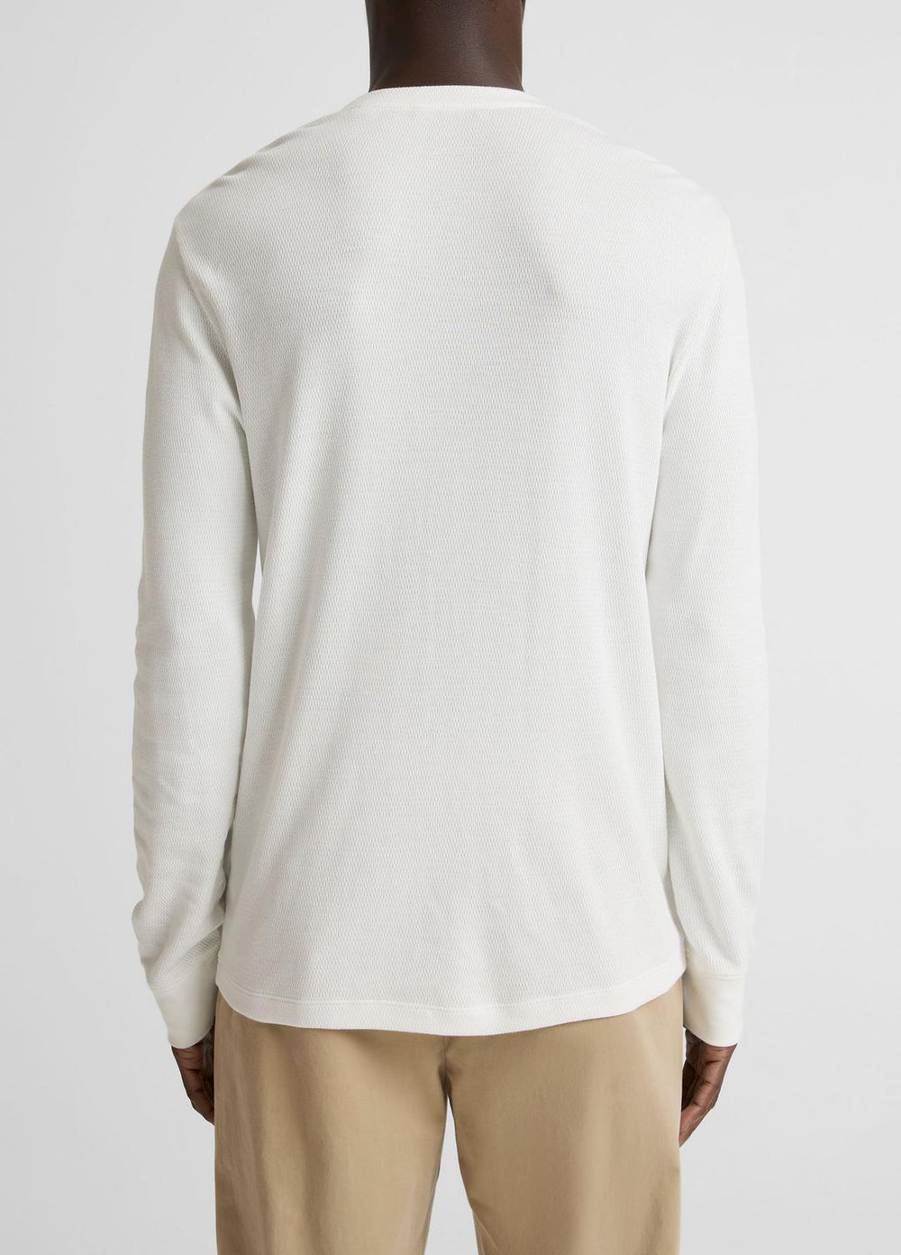 Jacquard-Rib Cotton Henley in Long Sleeve - OFF WHITE | VINCE Men