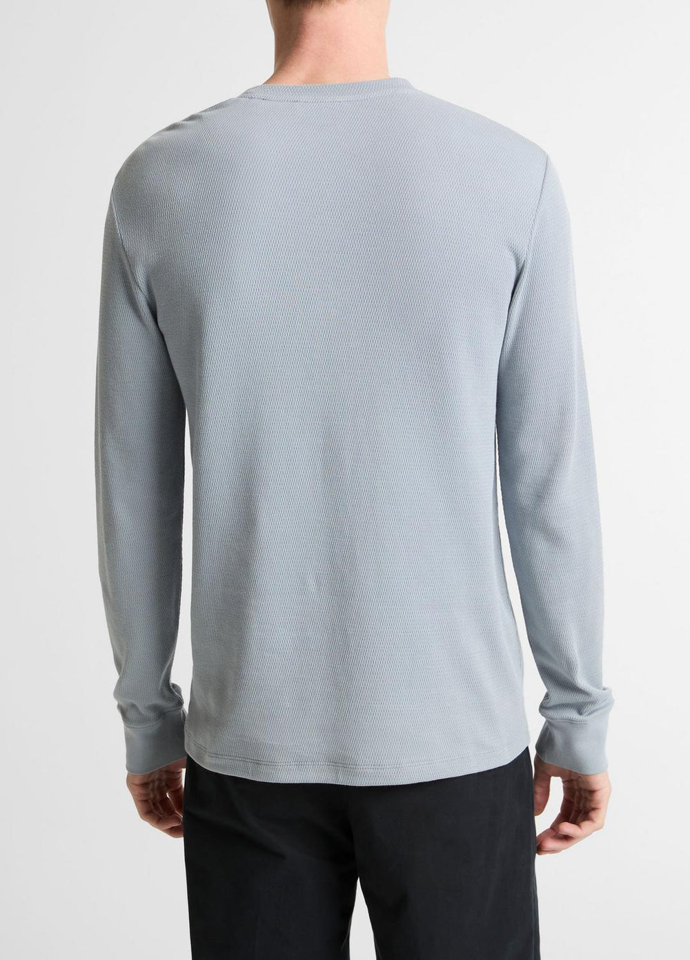 Jacquard-Rib Cotton Henley in Long Sleeve - STEEL BLUE | VINCE Men
