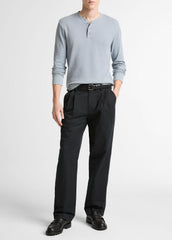 Jacquard-Rib Cotton Henley in Long Sleeve - STEEL BLUE | VINCE Men