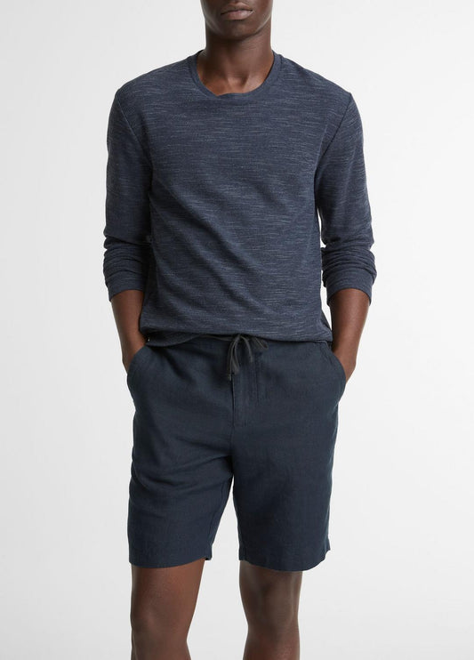 Double-Knit Cotton-Blend Long-Sleeve Shirt in Long Sleeve - HEATHER COASTAL BLUE | VINCE Men