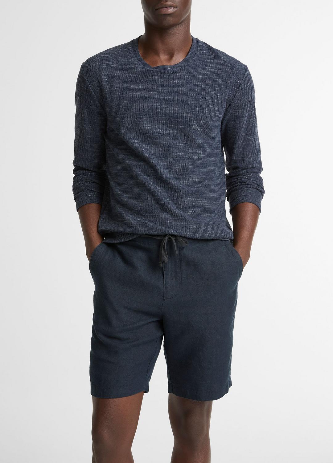 Double-Knit Cotton-Blend Long-Sleeve Shirt in Long Sleeve - HEATHER COASTAL BLUE | VINCE Men