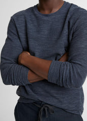 Double-Knit Cotton-Blend Long-Sleeve Shirt in Long Sleeve - HEATHER COASTAL BLUE | VINCE Men