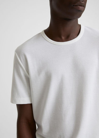 Pima Cotton Piqué Crew Neck T-Shirt in Short Sleeve - OPTIC WHITE | VINCE Men