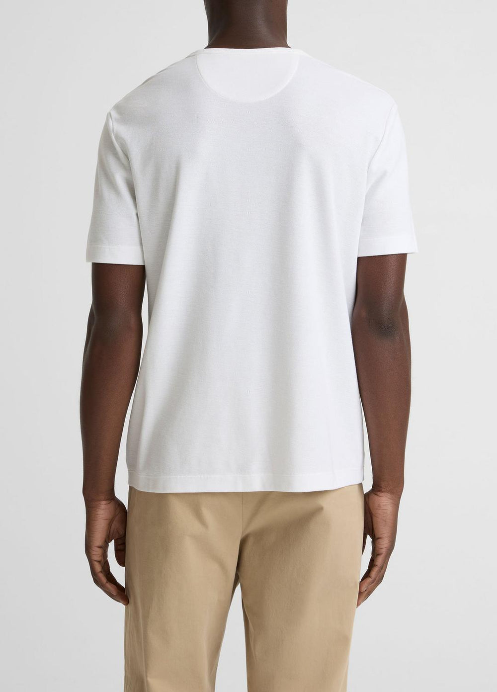 Pima Cotton Piqué Crew Neck T-Shirt in Short Sleeve - OPTIC WHITE | VINCE Men