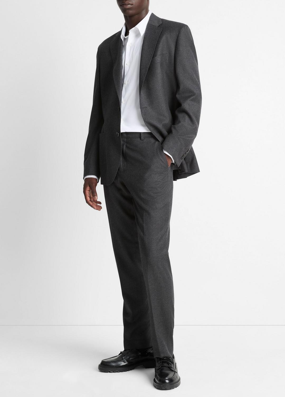 Wool-Silk Flannel Classic Pant in Trousers - CHARCOAL | VINCE Men