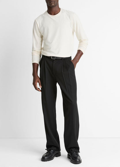 Wool Double-Pleat Suiting Trouser in Trousers - BLACK | VINCE Men