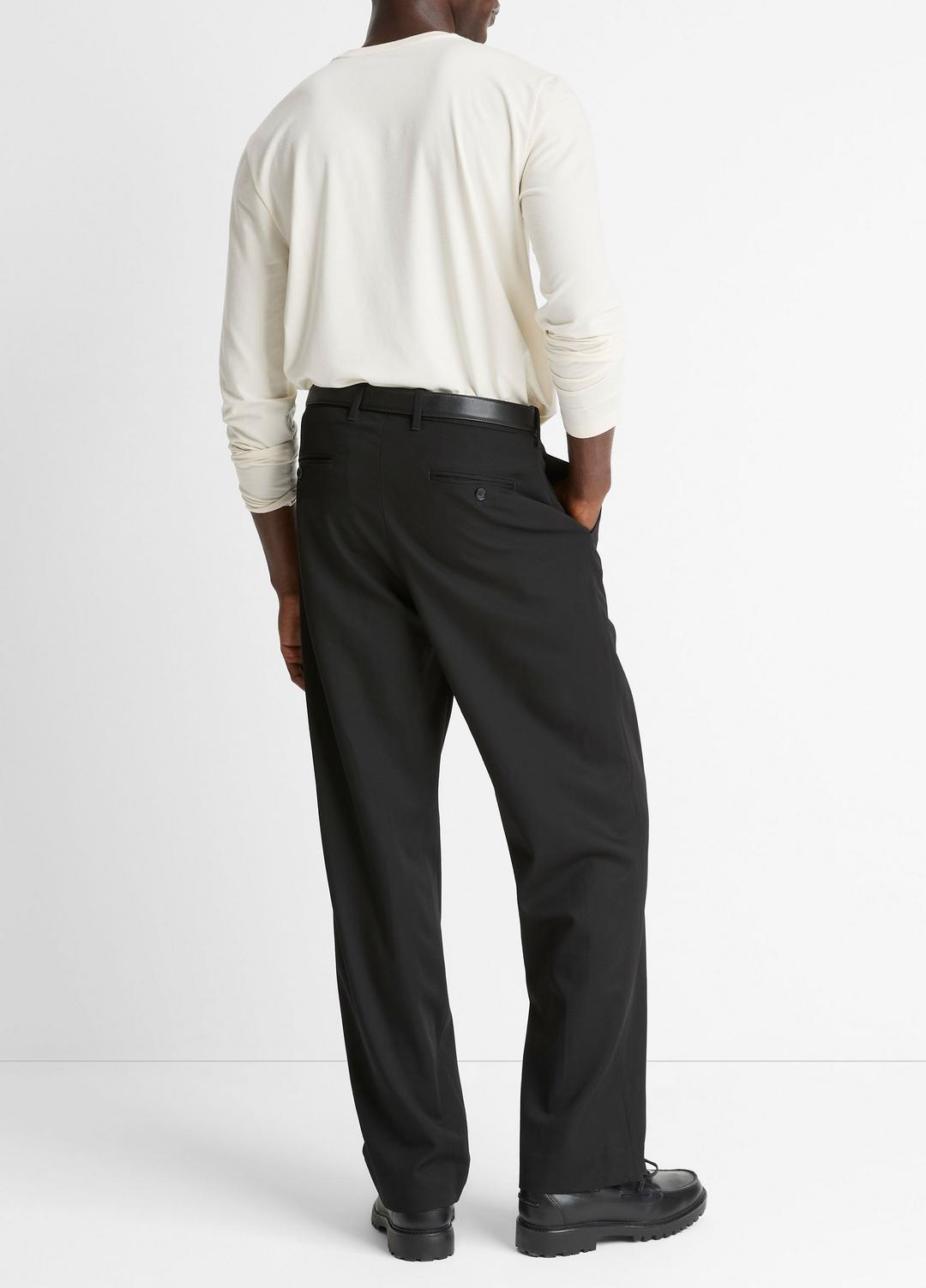 Wool Double-Pleat Suiting Trouser in Trousers - BLACK | VINCE Men