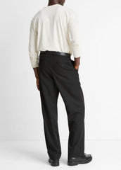 Wool Double-Pleat Suiting Trouser in Trousers - BLACK | VINCE Men