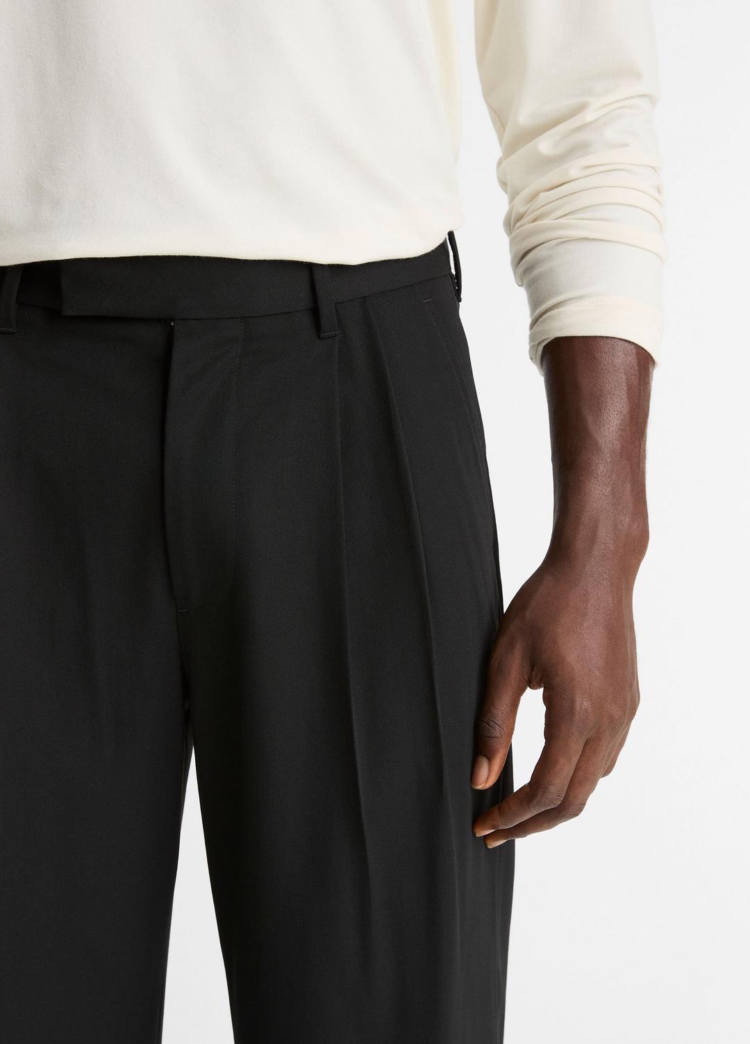 Wool Double-Pleat Suiting Trouser in Trousers - BLACK | VINCE Men