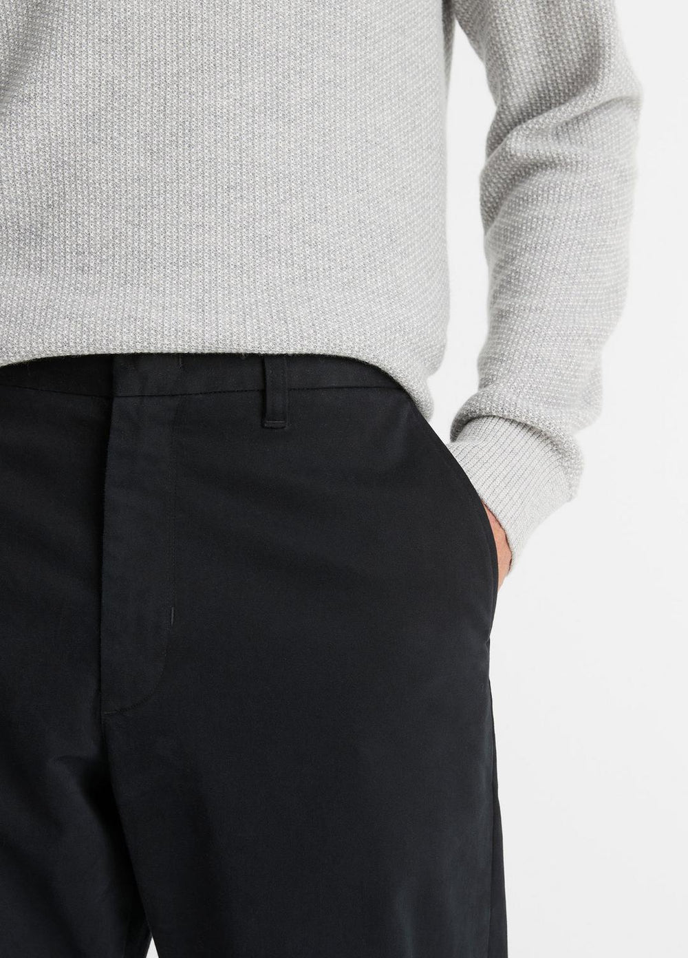 Louie Relaxed Stretch-Cotton Pant in Trousers - BLACK | VINCE Men
