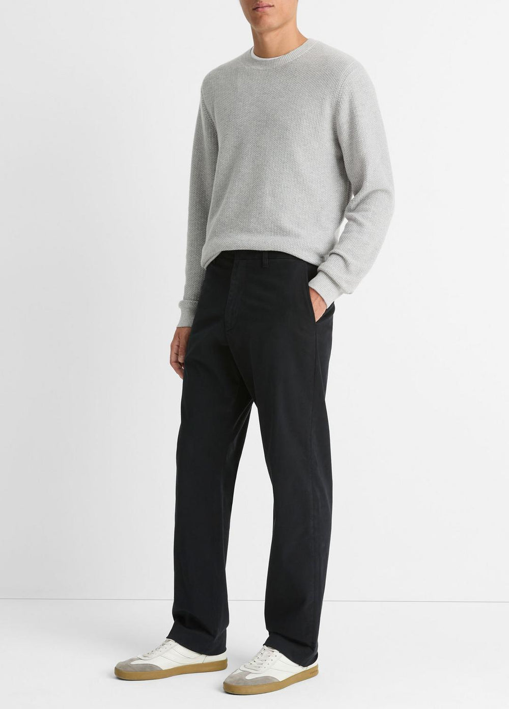 Louie Relaxed Stretch-Cotton Pant in Trousers - BLACK | VINCE Men