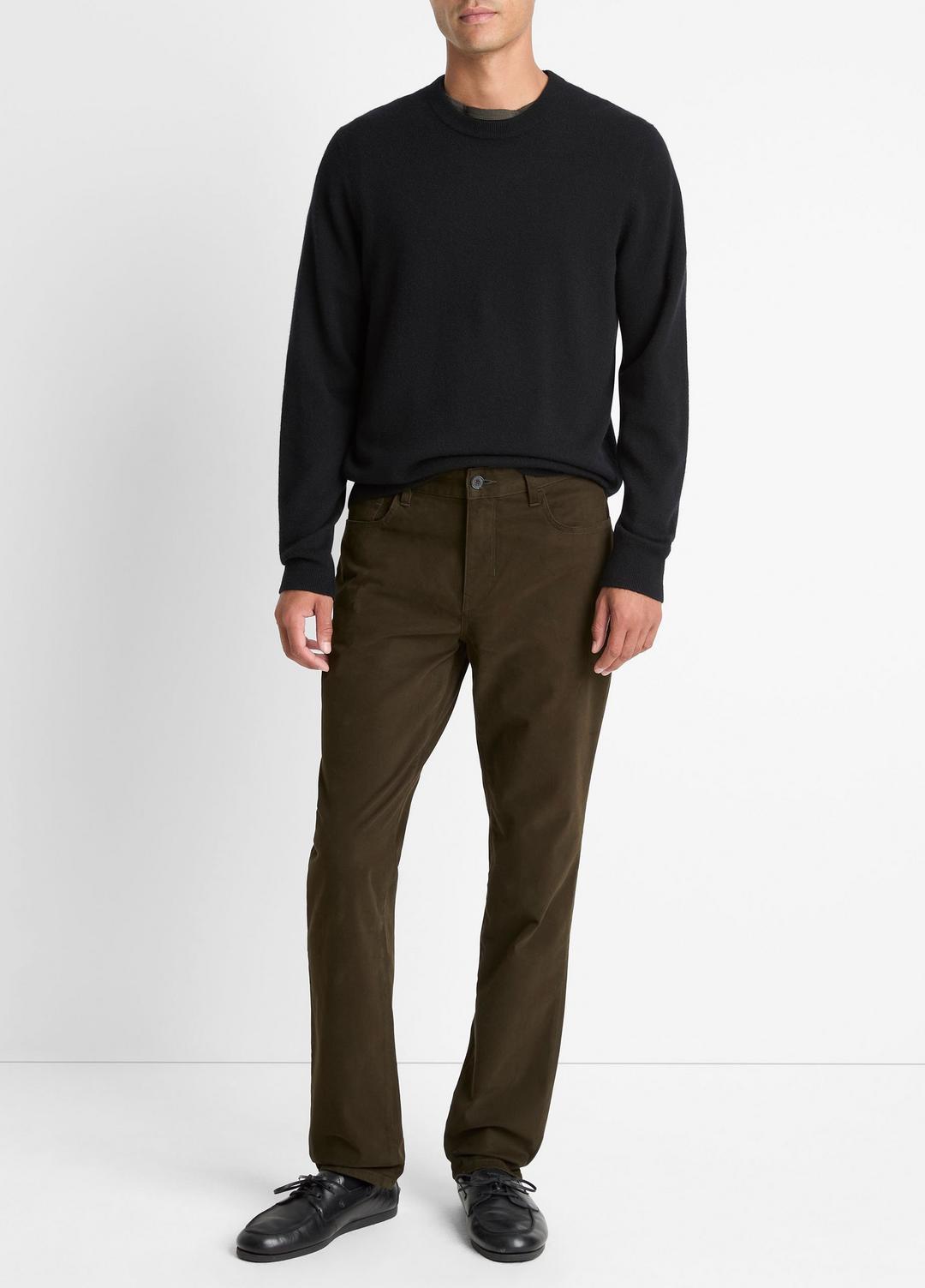 Dylan Slim 5-Pocket Peached Stretch-Cotton Pant in Trousers - DARK LEAF | VINCE Men