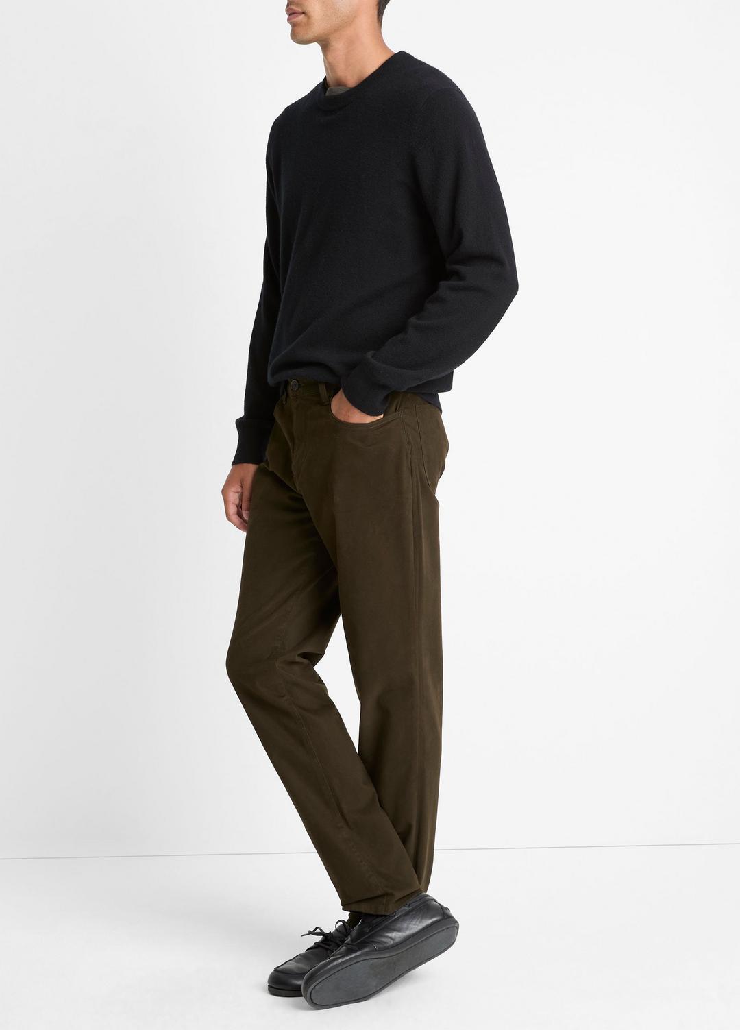 Dylan Slim 5-Pocket Peached Stretch-Cotton Pant in Trousers - DARK LEAF | VINCE Men