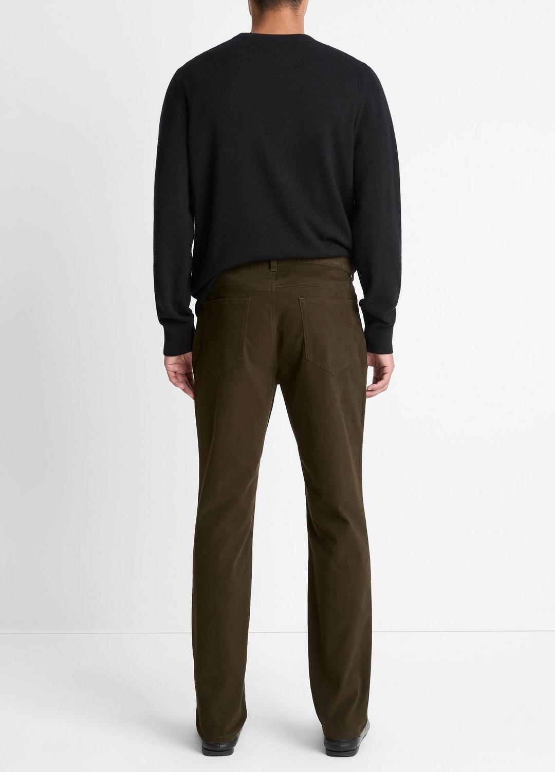 Dylan Slim 5-Pocket Peached Stretch-Cotton Pant in Trousers - DARK LEAF | VINCE Men