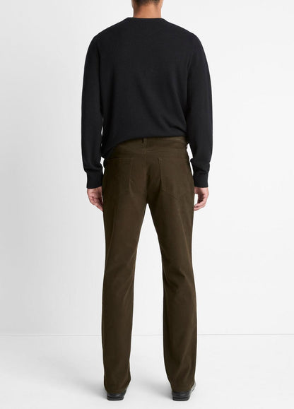 Dylan Slim 5-Pocket Peached Stretch-Cotton Pant in Trousers - DARK LEAF | VINCE Men