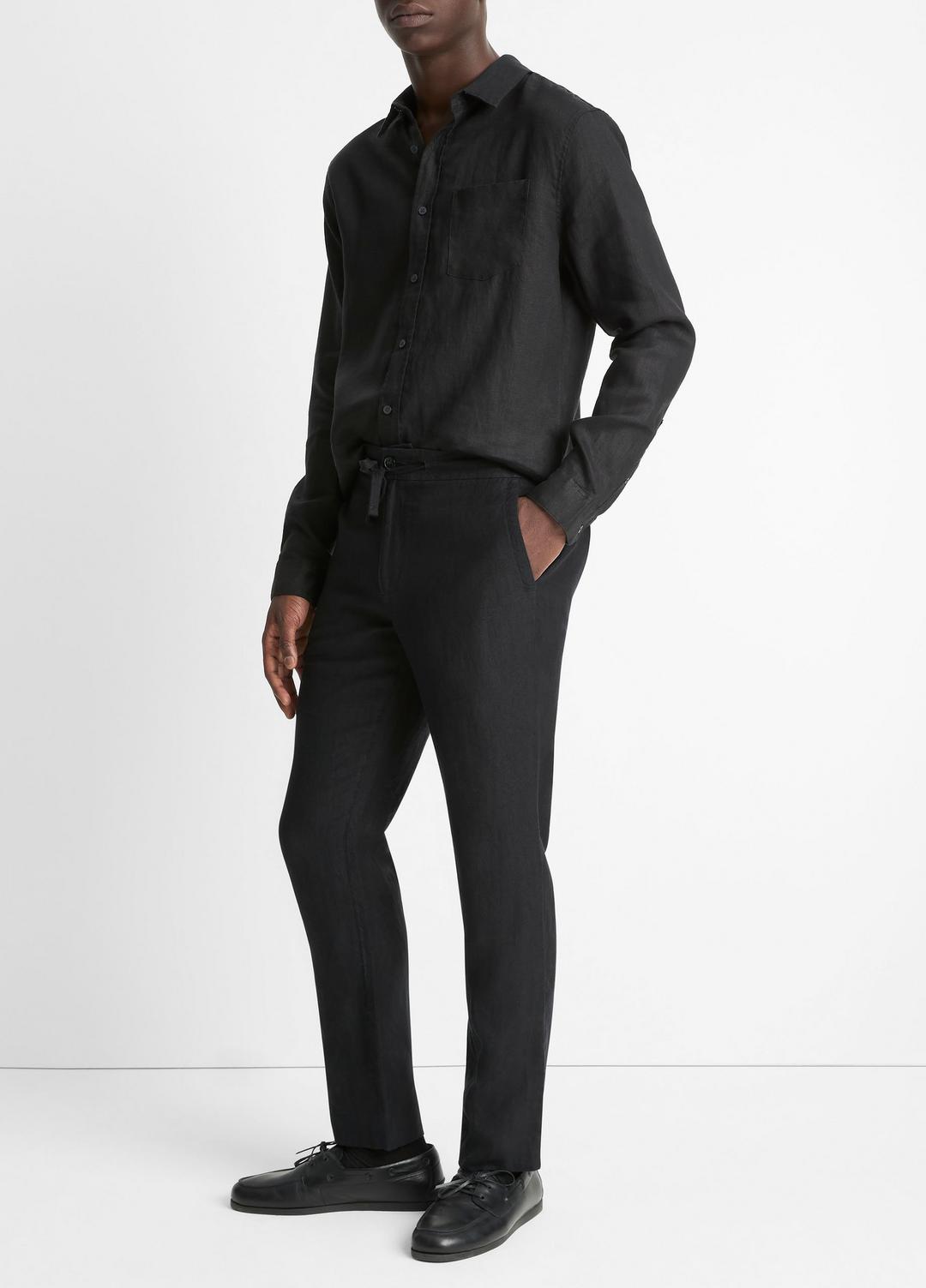 Lightweight Hemp Pant in Trousers - BLACK | VINCE Men