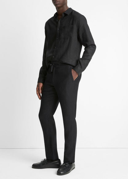 Lightweight Hemp Pant in Trousers - BLACK | VINCE Men