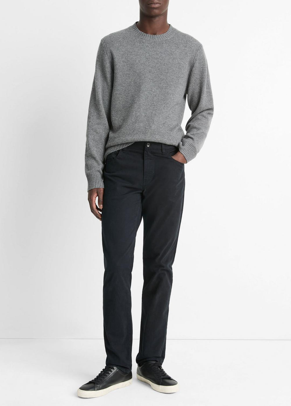 Dylan Slim 5-Pocket Peached Stretch-Cotton Pant in Trousers - BLACK | VINCE Men