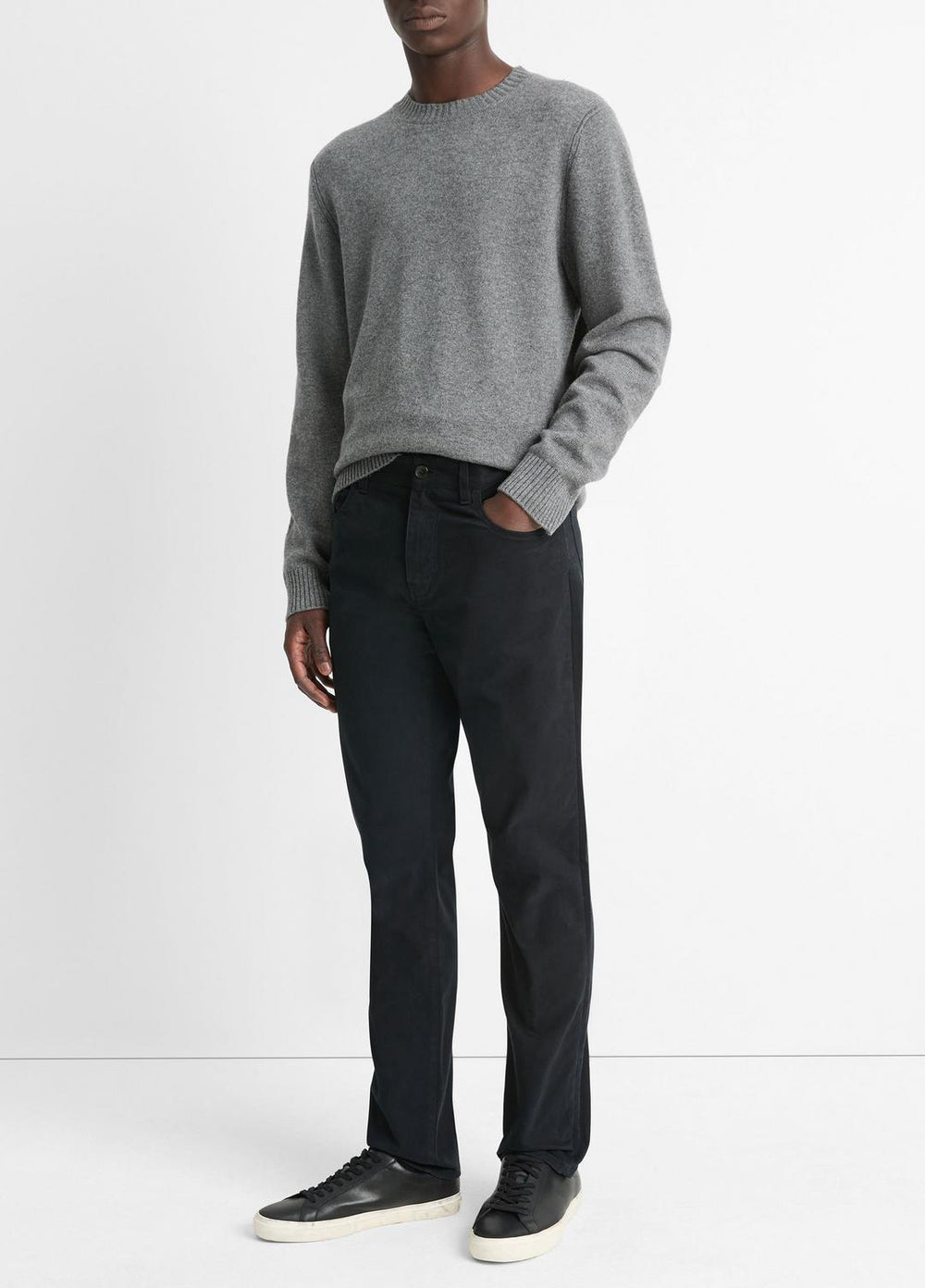 Dylan Slim 5-Pocket Peached Stretch-Cotton Pant in Trousers - BLACK | VINCE Men