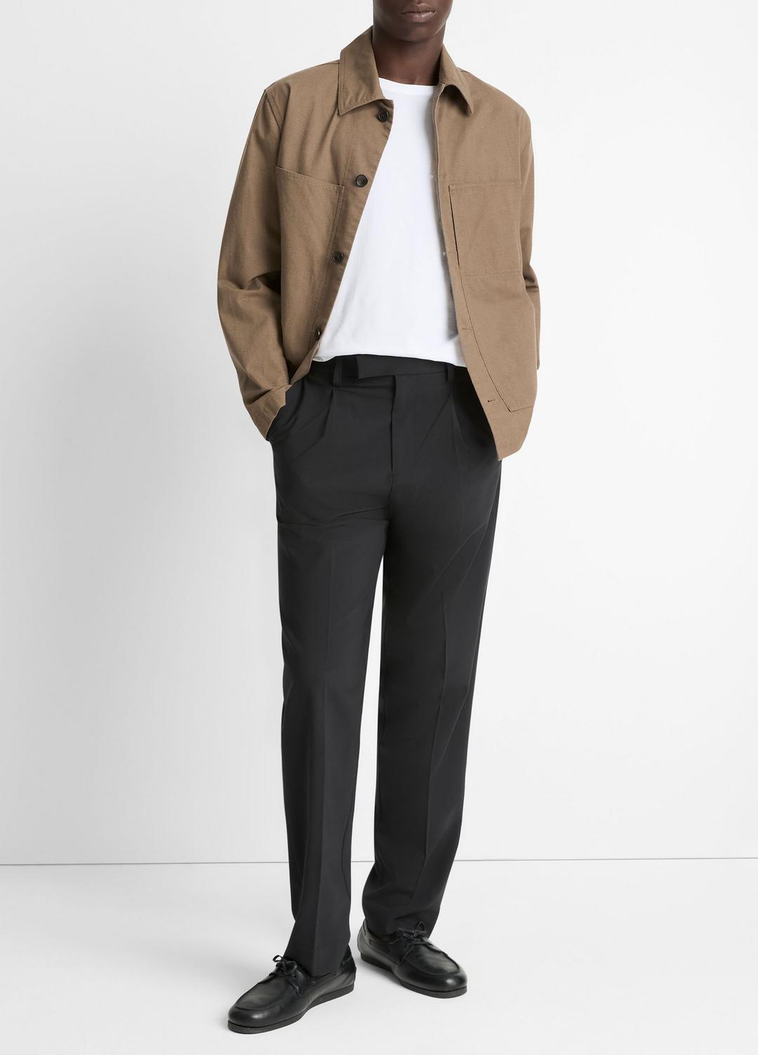 Louie Relaxed Pleated Trouser in Trousers - BLACK | VINCE Men