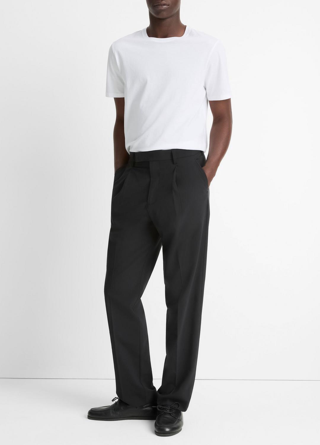 Louie Relaxed Pleated Trouser in Trousers - BLACK | VINCE Men
