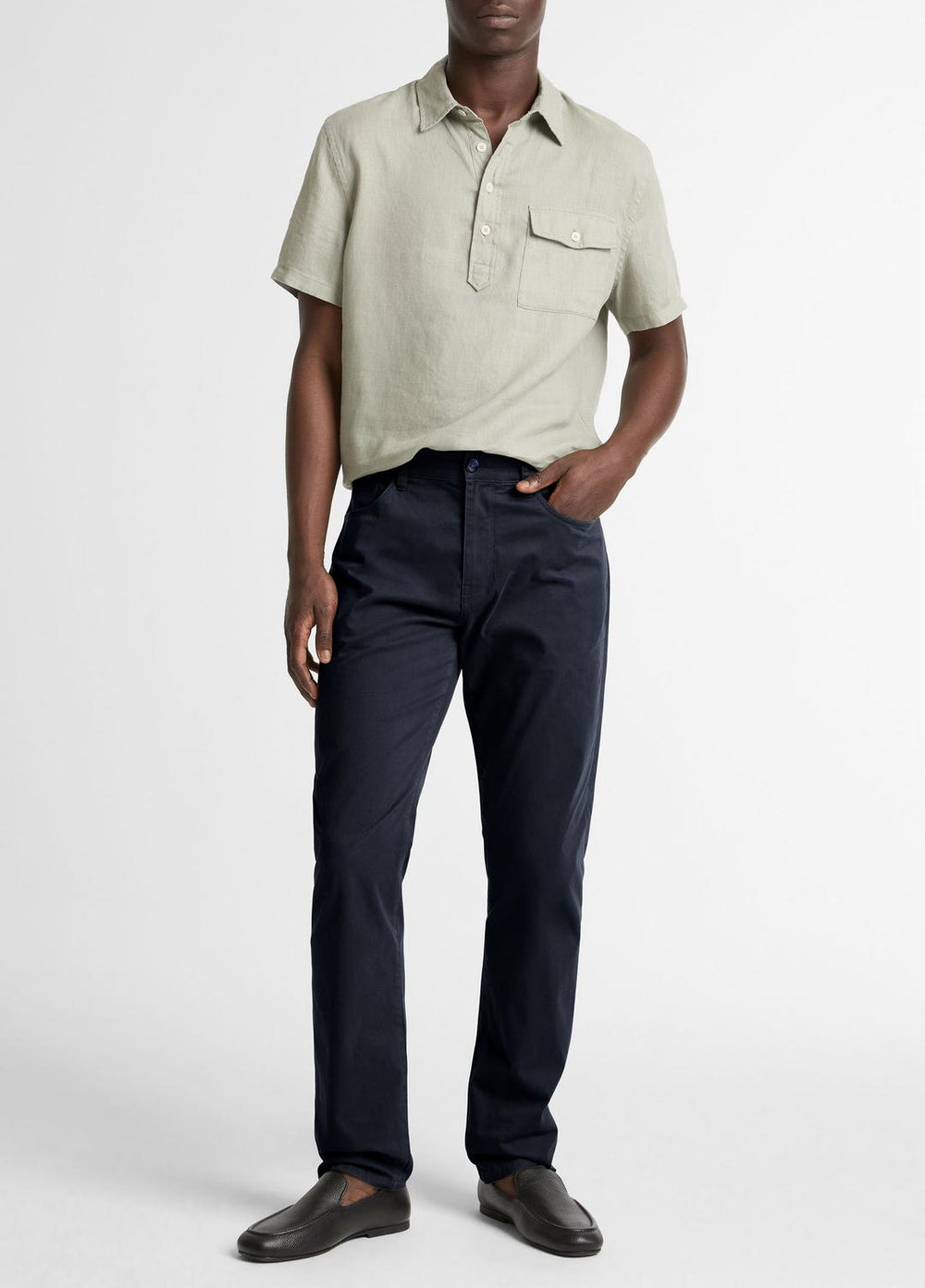 Dylan Slim 5-Pocket Cotton Sateen Pant in Trousers - COASTAL BLUE | VINCE Men
