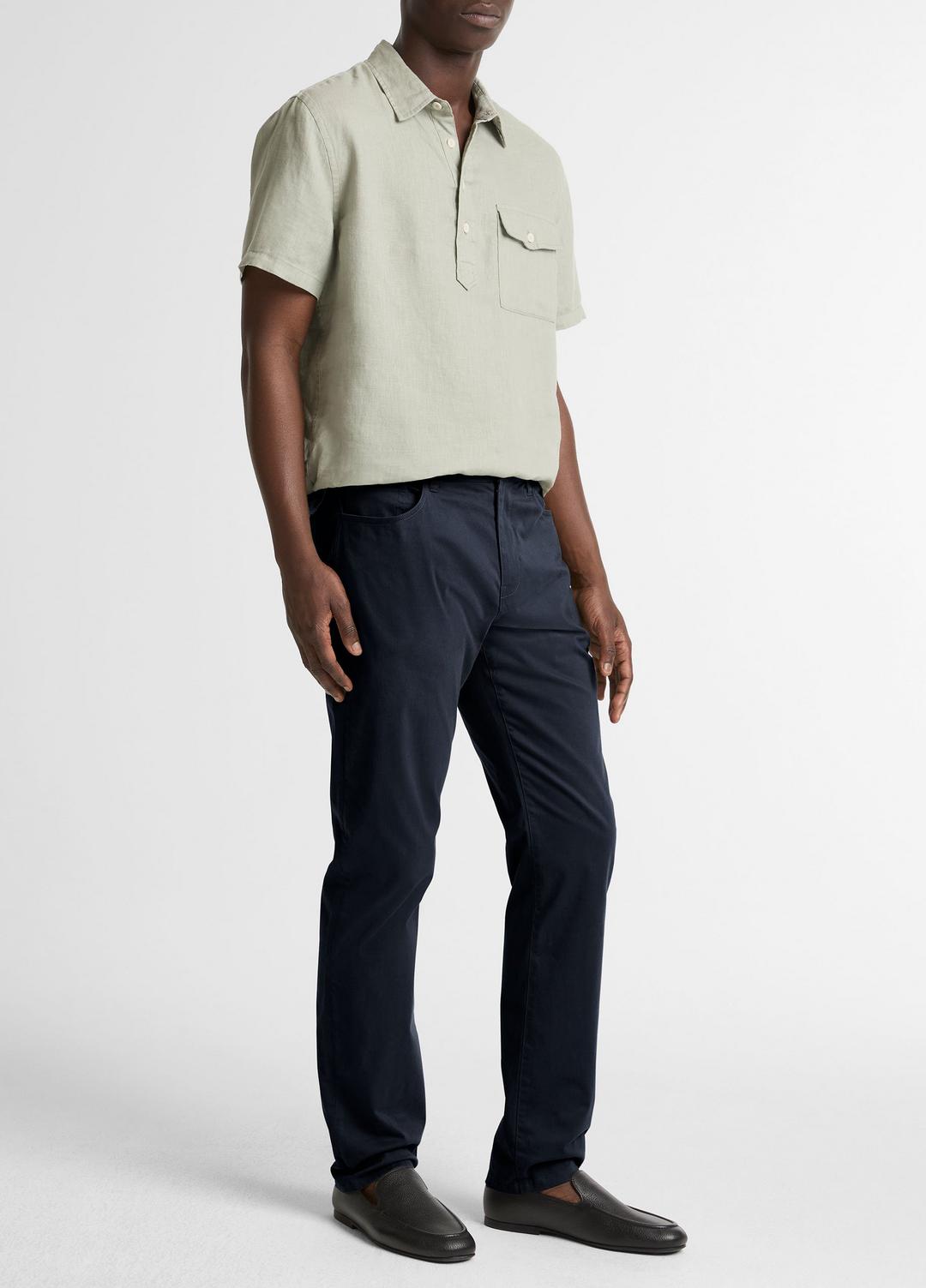 Dylan Slim 5-Pocket Cotton Sateen Pant in Trousers - COASTAL BLUE | VINCE Men