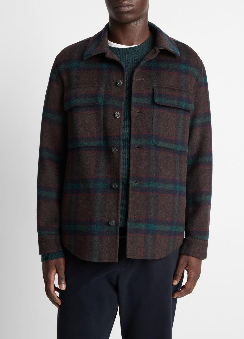 Plaid Splittable Wool-Blend Shirt Jacket in Shirt Jackets - COASTAL COUNTRY RACER | VINCE Men
