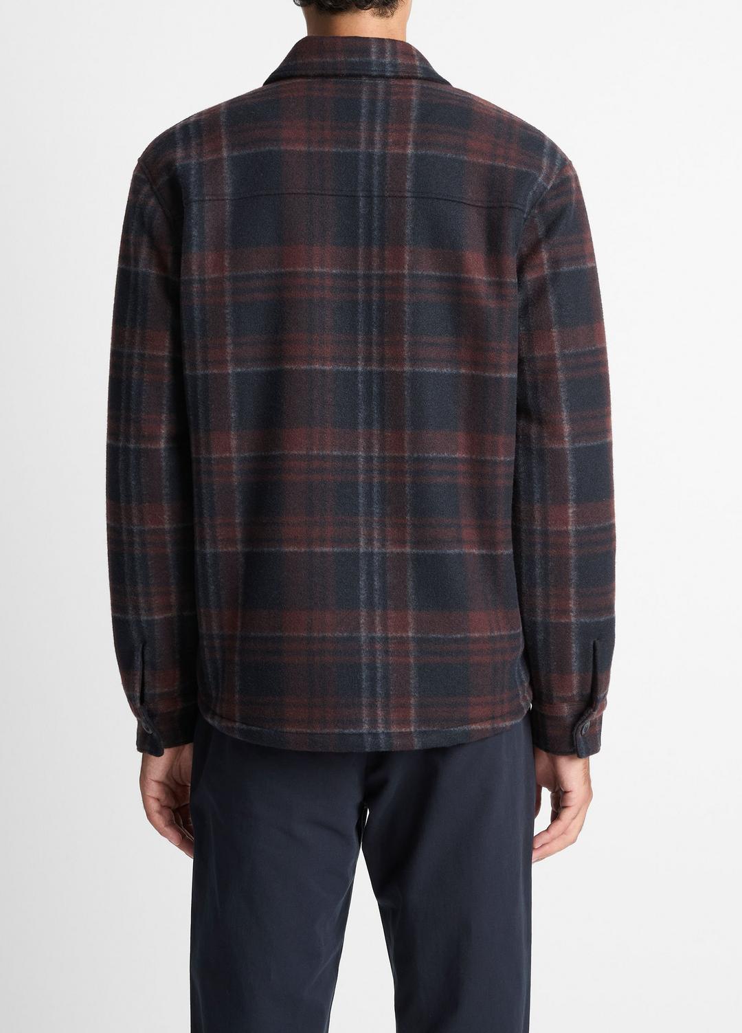 Sherpa-Lined Plaid Shirt Jacket in Shirt Jackets - COASTAL COMBO | VINCE Men