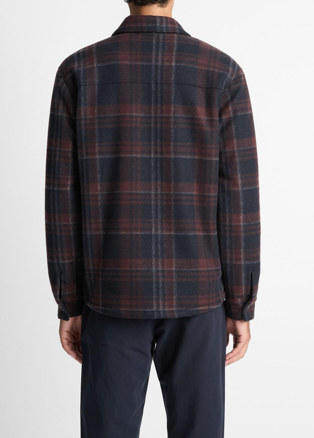 Sherpa-Lined Plaid Shirt Jacket in Shirt Jackets - COASTAL COMBO | VINCE Men