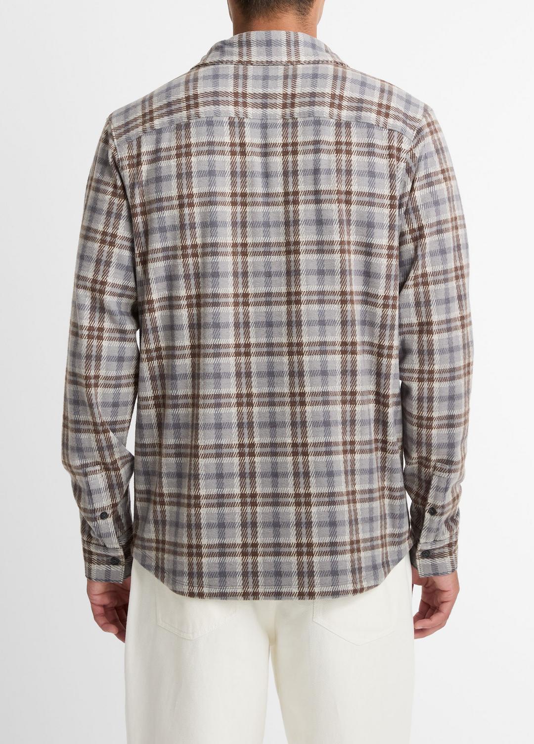 Plaid Cotton-Blend Shirt Jacket in Shirt Jackets - HEATHER FOG COMBO | VINCE Men