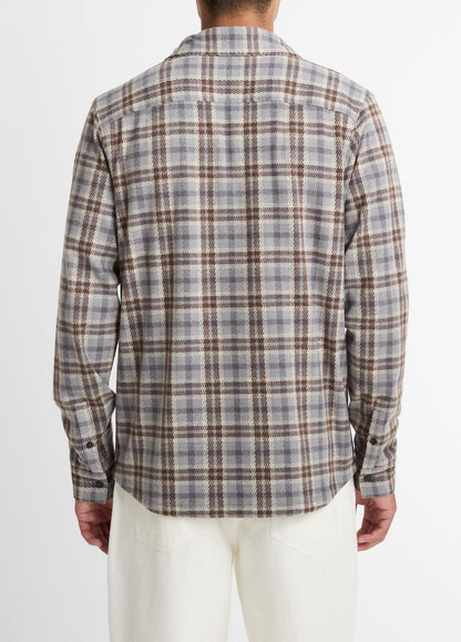 Plaid Cotton-Blend Shirt Jacket in Shirt Jackets - HEATHER FOG COMBO | VINCE Men