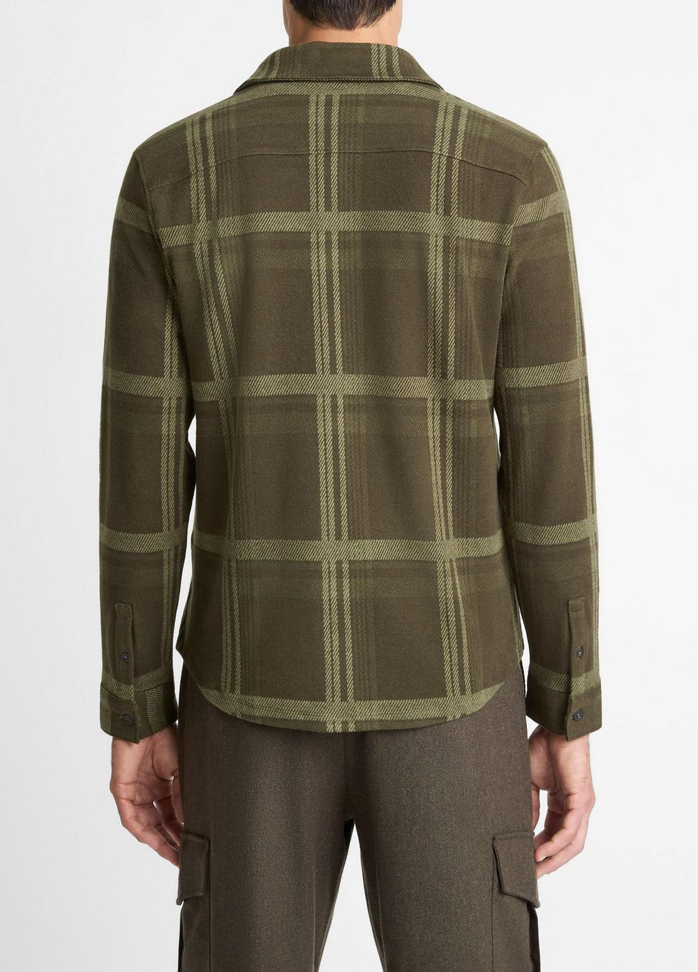Plaid Cotton-Blend Shirt Jacket in Shirt Jackets - DARK LEAF COMBO | VINCE Men