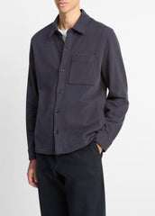 Heavy Sueded Cotton Shirt Jacket in Shirt Jackets - COASTAL BLUE | VINCE Men