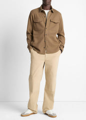 Double-Knit Cotton-Blend Piqué Shirt Jacket in Shirt Jackets - HIGHLANDS/MEDIUM HEATHER GREY | VINCE Men