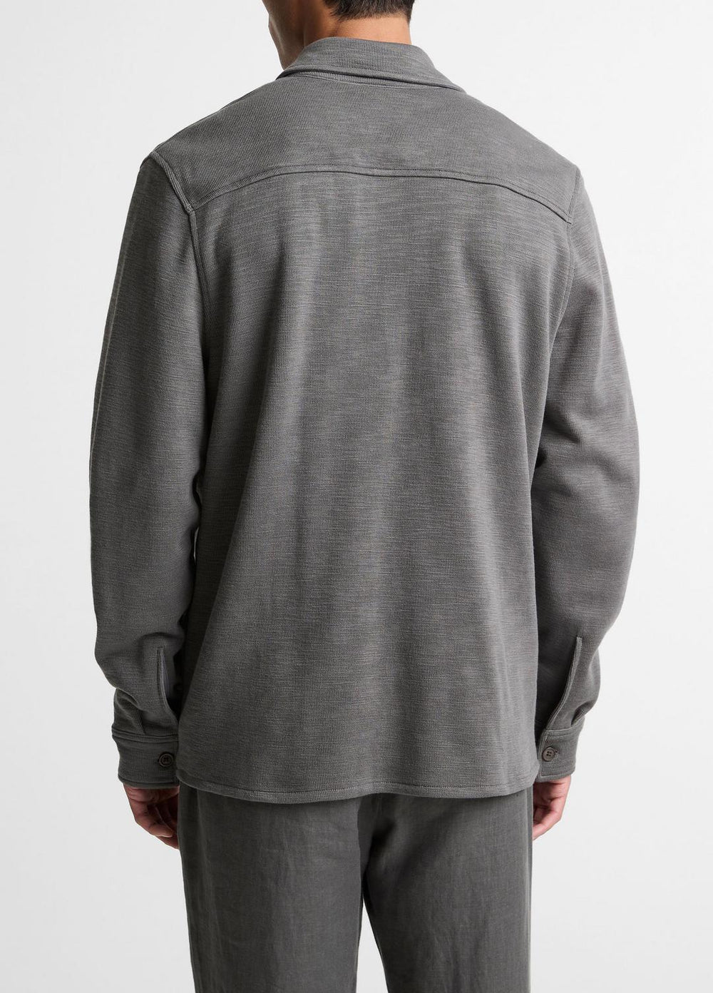 Double-Slub Cotton-Blend Shirt Jacket in Jackets - SLATE | VINCE Men