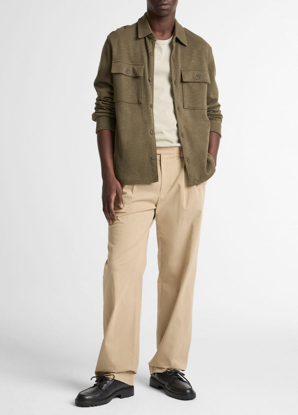 Double-Slub Cotton-Blend Shirt Jacket in Jackets - MOSS | VINCE Men