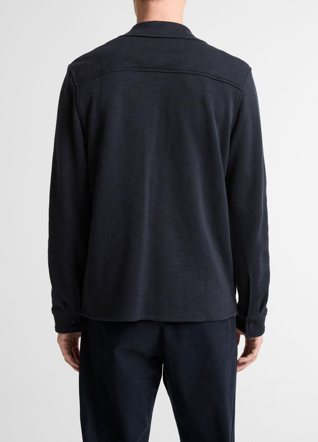 Double-Slub Cotton-Blend Shirt Jacket in Jackets - COASTAL BLUE | VINCE Men