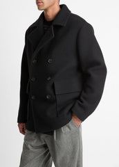 Italian Wool-Blend Peacoat in Coats - BLACK | VINCE Men