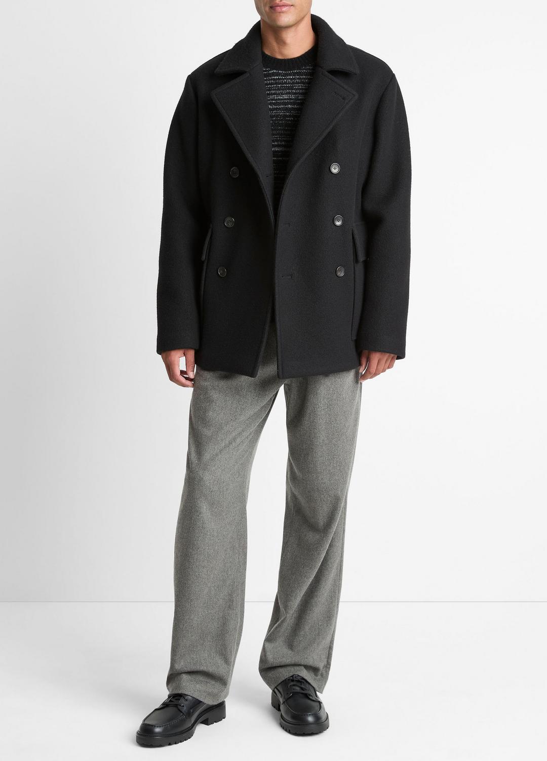 Italian Wool-Blend Peacoat in Coats - BLACK | VINCE Men