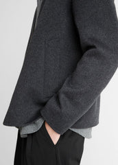 Splittable Wool-Blend Zip-Front Jacket in Jackets - HEATHER BLACK | VINCE Men