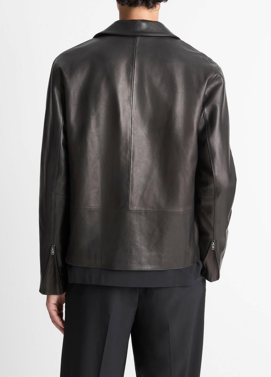 Leather Zip-Up Jacket in Leather Jackets - BLACK | VINCE Men