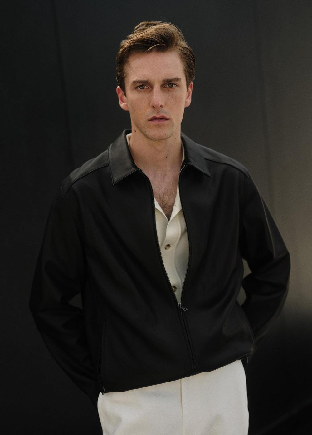 Leather Zip-Up Jacket in Leather Jackets - BLACK | VINCE Men