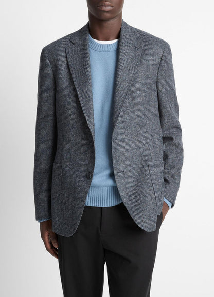 Plaid Alpaca-Blend Relaxed Sport Coat in Blazers - NAVY/BLUE | VINCE Men